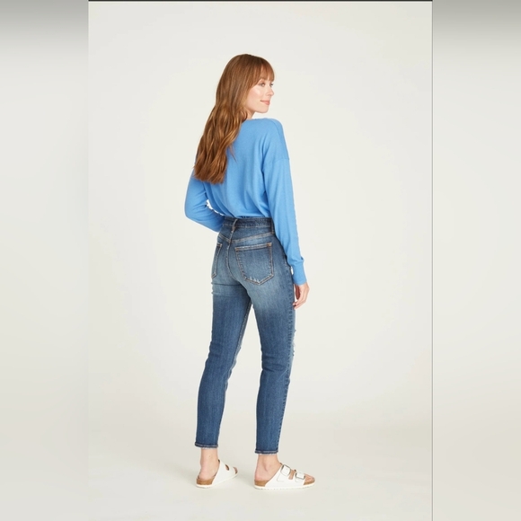 Vigoss FRANKIE SLIM STRAIGHT Crop Jean- DARK WASH Distressed Jean Size 31 New! - Picture 5 of 17